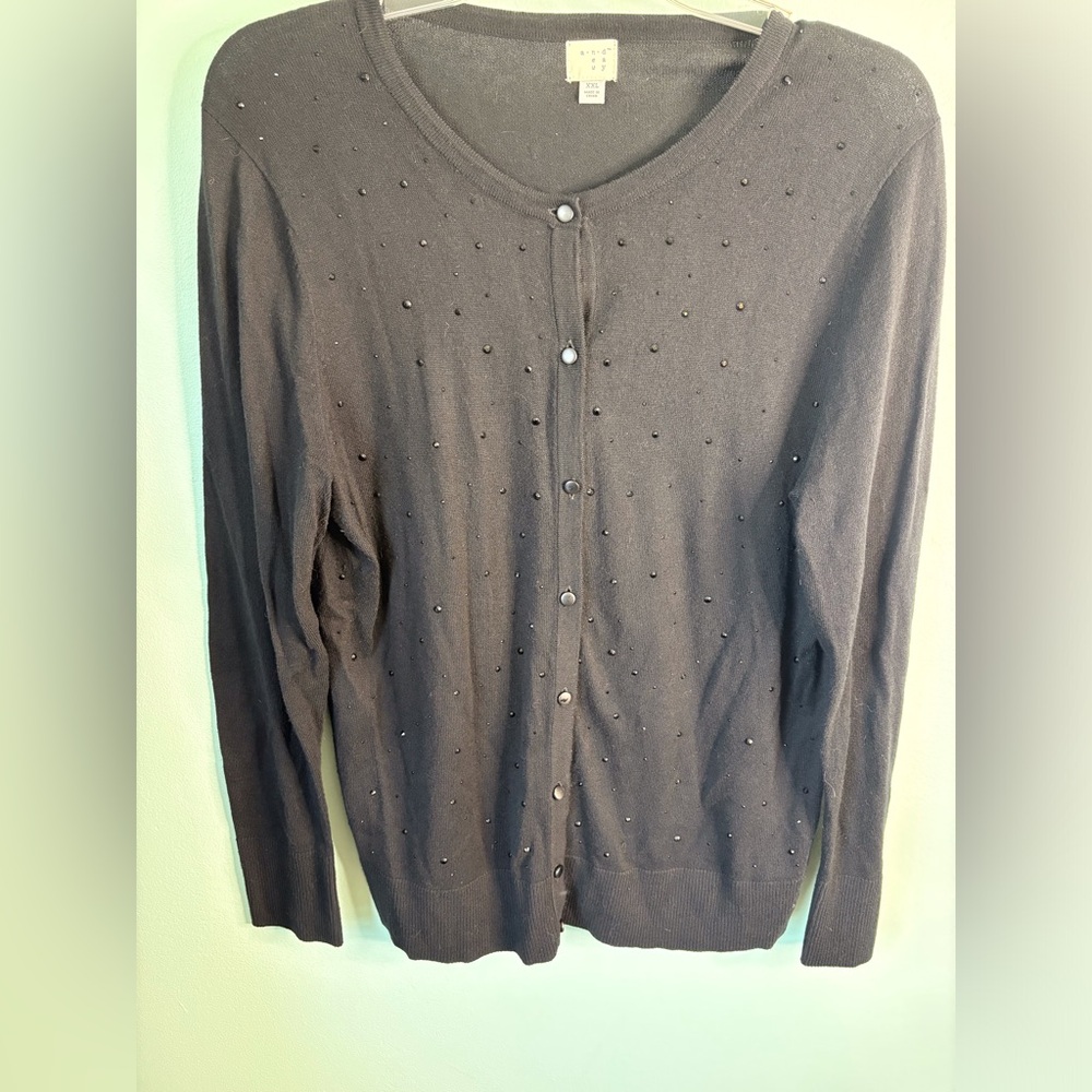 ✨ A New Day Black Bedazzled Cardigan – Size XXL ✨